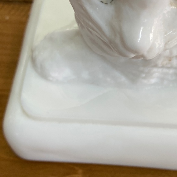 Westmorland White Milk (TOP ONLY) lGlass Cat w/ blue Glass Eyes Butter Dish Top - Picture 7 of 9